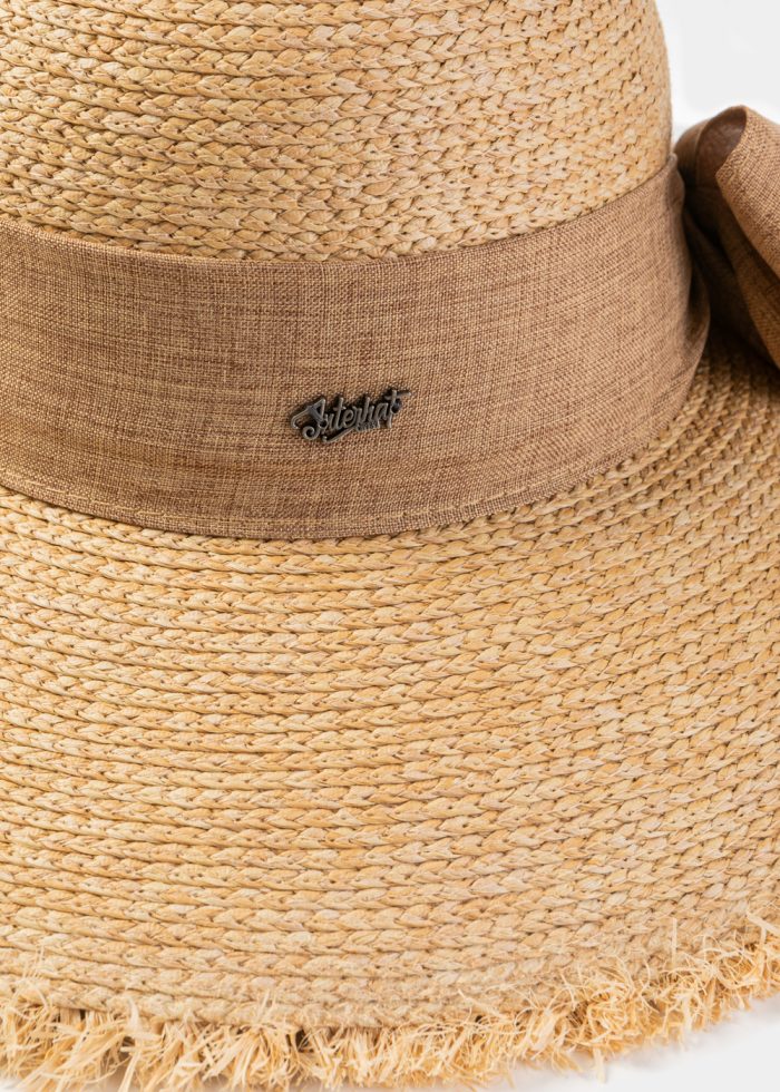 Natural Raffia Sun Hat w/ Brown Ribbon - Image 3
