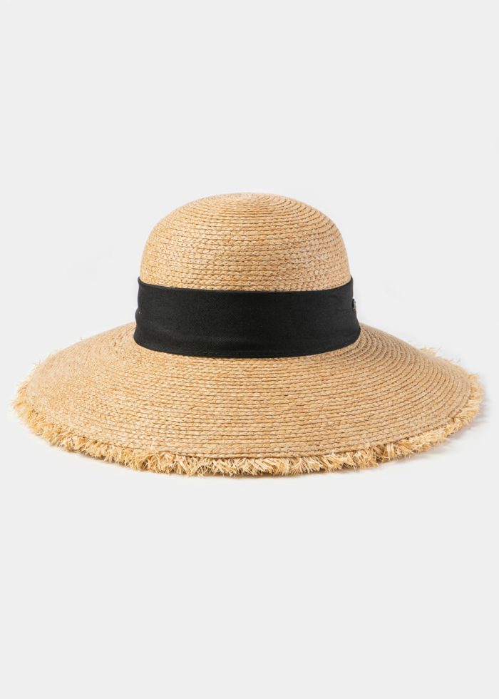 Natural Raffia Sun Hat w/ Black Ribbon - Image 2