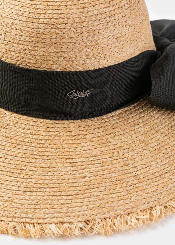 Natural Raffia Sun Hat w/ Black Ribbon - Image 3