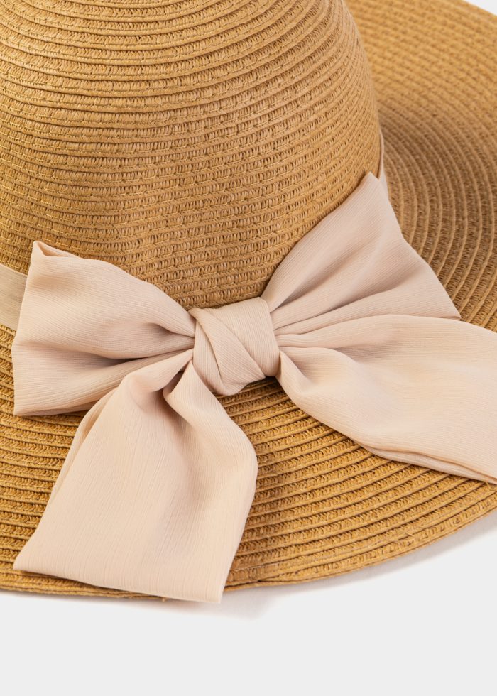 Brown Hat w/ Cream Bow - Image 3