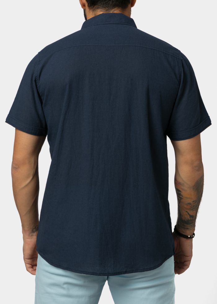 Navy Blue Classic Shirt w/ Short Sleeves - Image 2