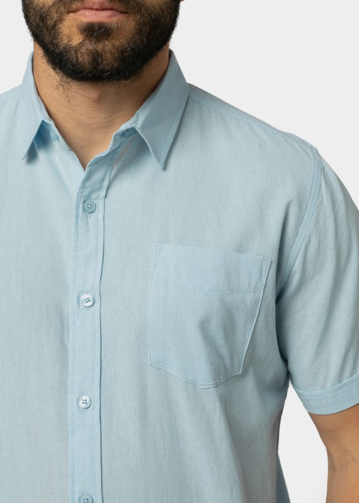 Light Blue Classic Shirt w/ Short Sleeves - Image 3