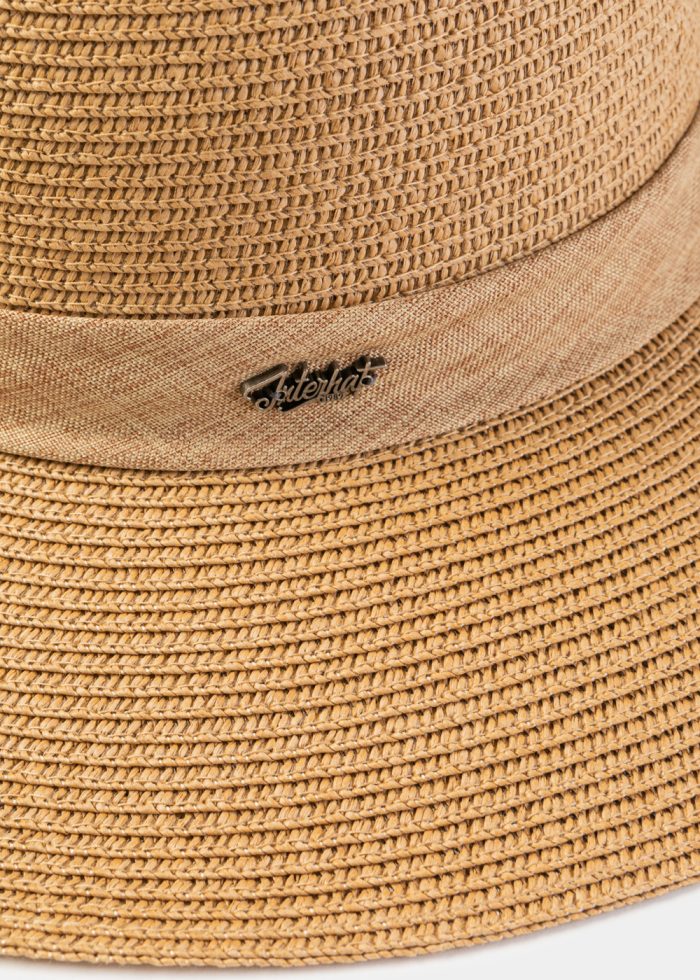 Brown Hat w/ Ribbon in Tone - Image 3