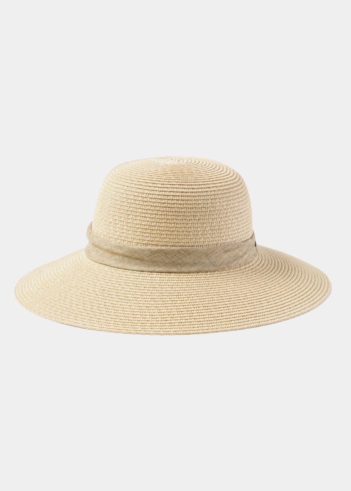 Beige Hat w/ Ribbon in Tone - Image 2