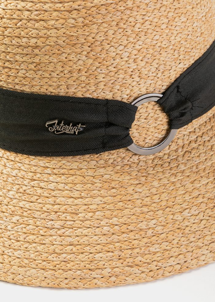 Natural Raffia Hat w/ Black Hatband - Image 3