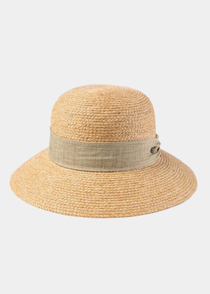 Natural Raffia Hat w/ Beige Hatband - Image 2