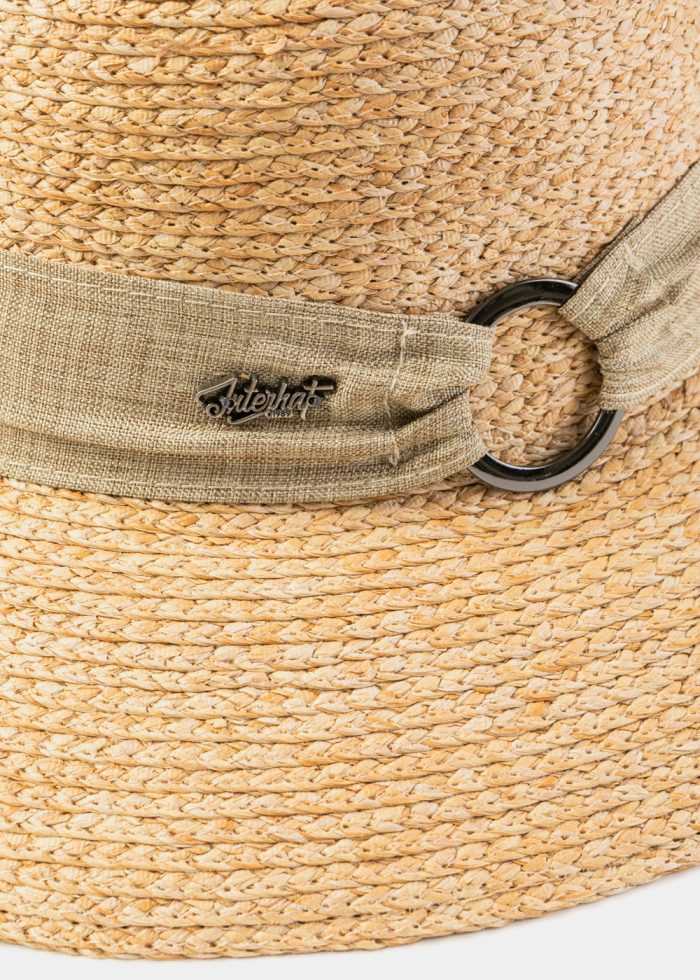 Natural Raffia Hat w/ Beige Hatband - Image 3