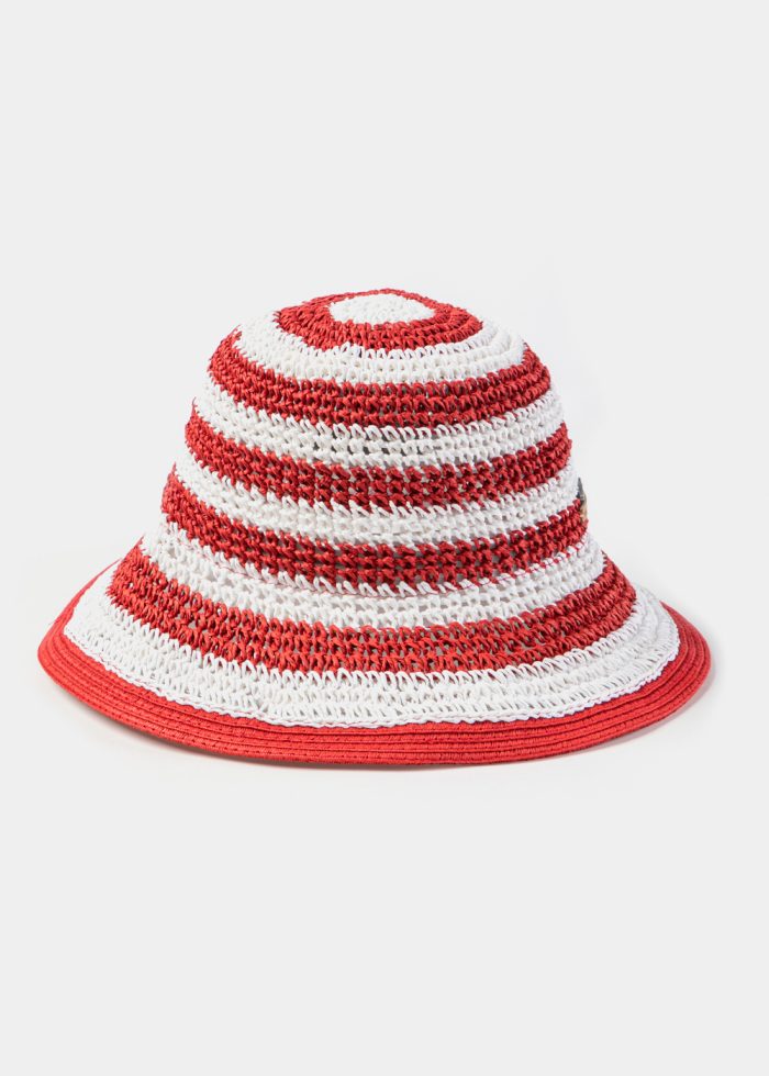 Red & White Handmade Bucket Hat - Image 3