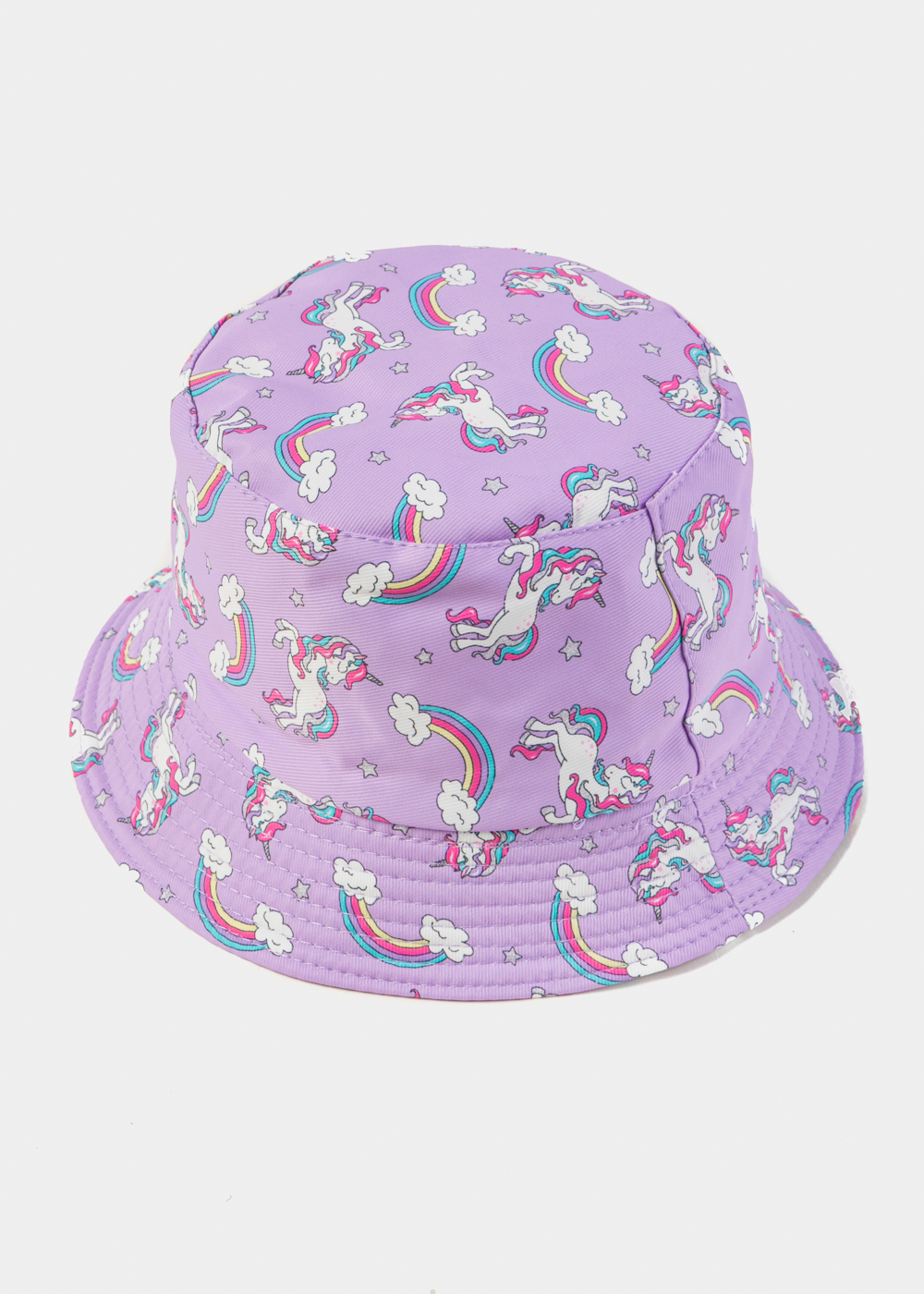 Purple Double Face Kids Bucket Hat w/ Unicorns Pattern Purple Double Face Kids Bucket Hat w/ Unicorns Pattern - Image 1