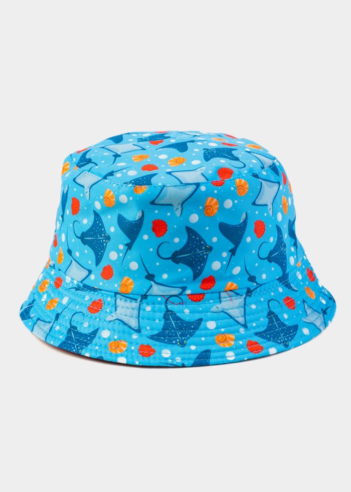 Blue Double Face Kids Bucket Hat w/ Rays Pattern - Image 3