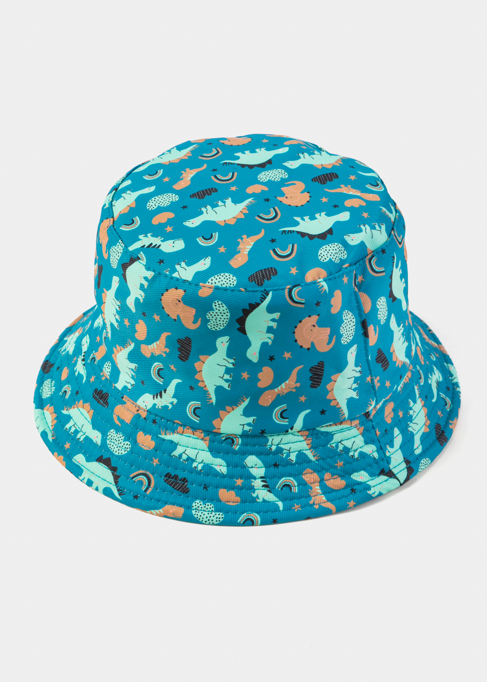 Blue Double Face Kids Bucket Hat w/ Dinosaurs Pattern Blue Double Face Kids Bucket Hat w/ Dinosaurs Pattern - Image 1