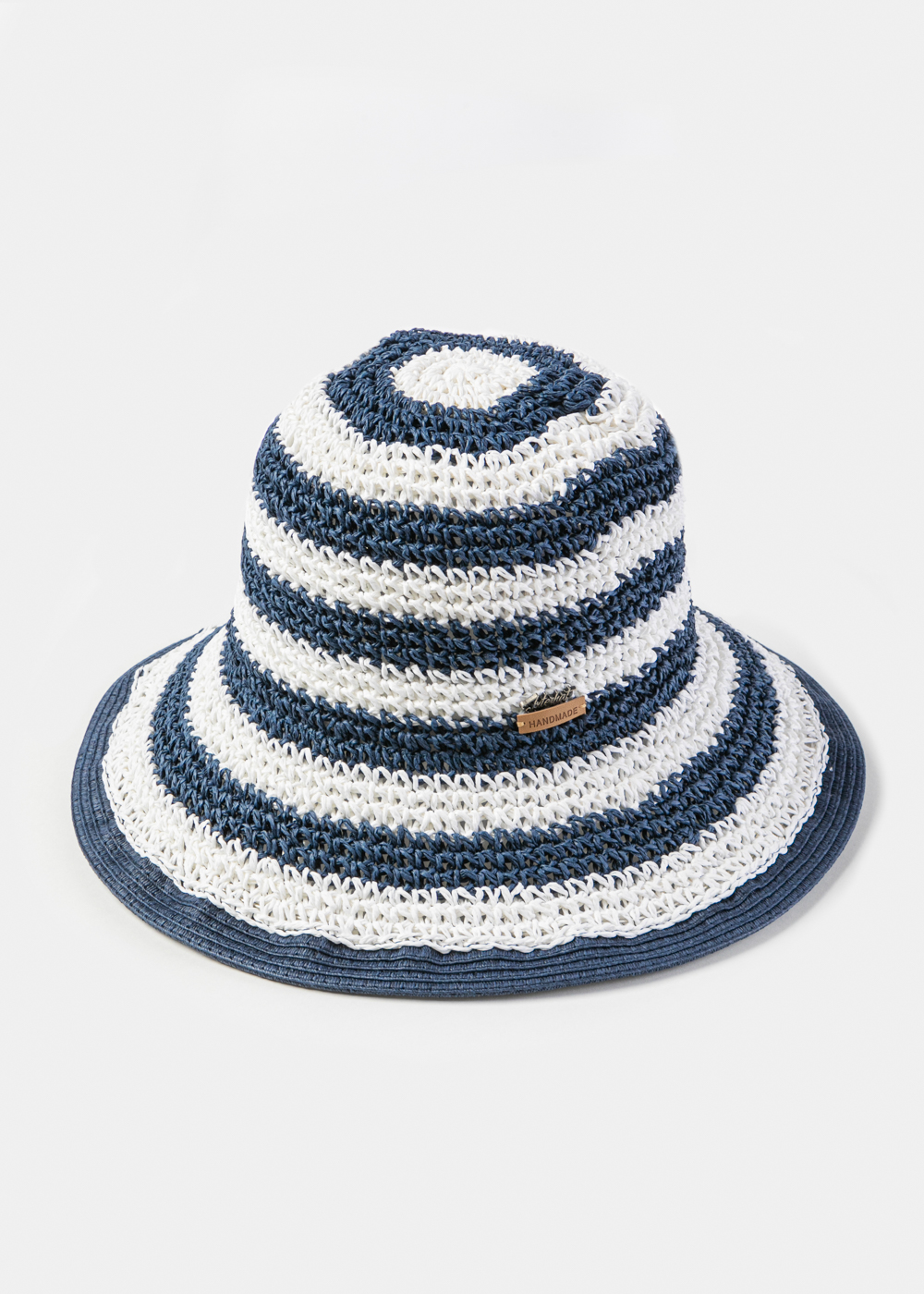 Navy blue & White Handmade Bucket Hat Navy blue & White Handmade Bucket Hat - Image 1