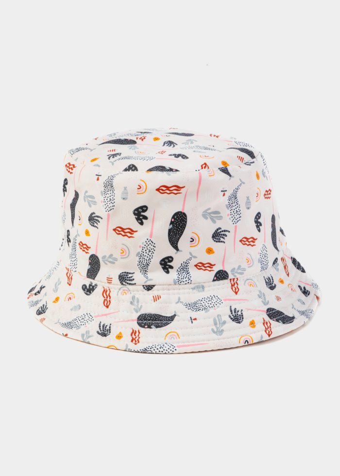 Pink Double Face Kids Bucket Hat w/ Swordfishes Pattern - Image 3