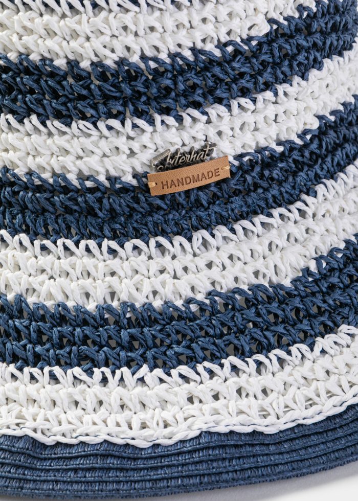 Navy blue & White Handmade Bucket Hat - Image 3