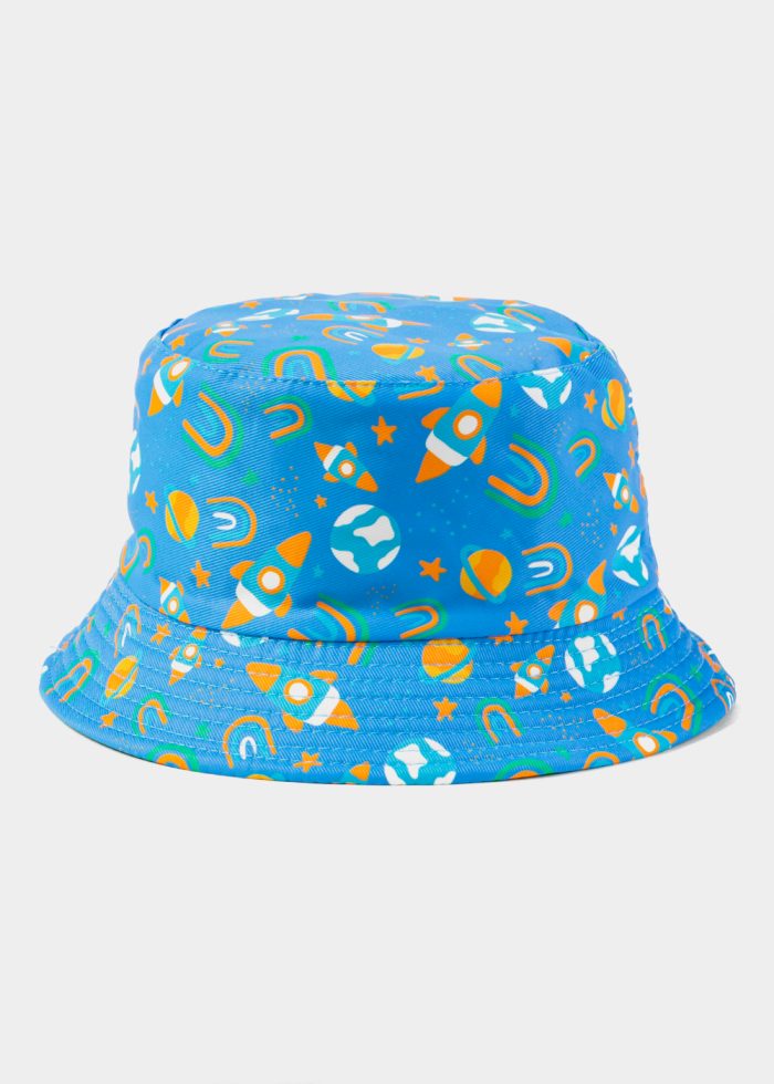 Blue Double Face Kids Bucket Hat w/ Planets Pattern - Image 3