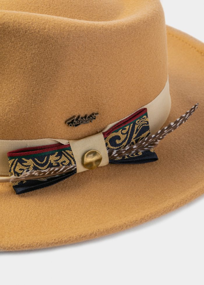Camel Winter Hat w/ Beige Hatband and Details - Image 2