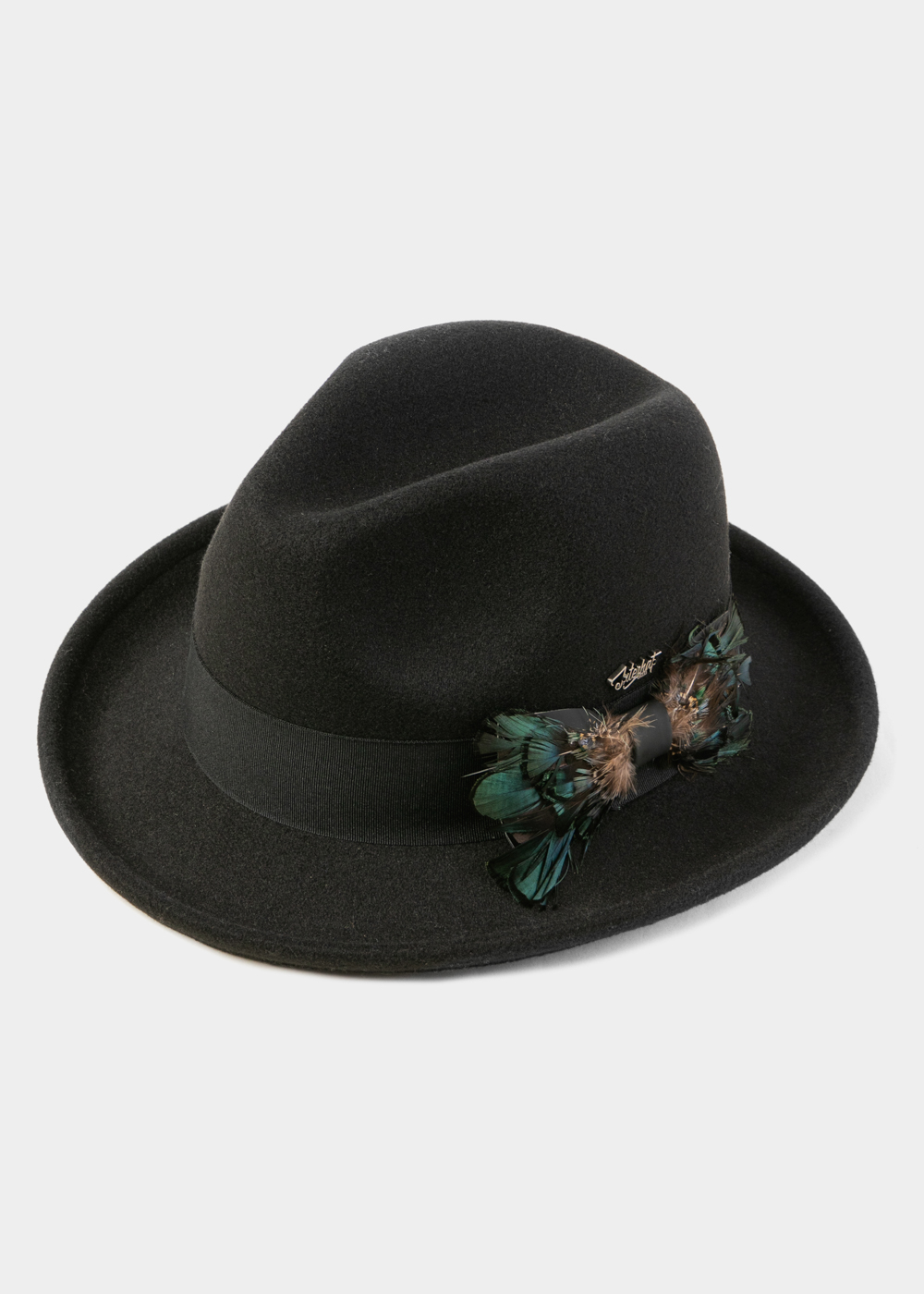 Black Winter Hat w/ Black Hatband and Feathers Black Winter Hat w/ Black Hatband and Feathers - Image 1