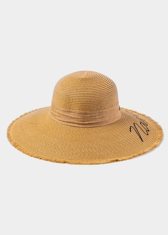 Brown "Naxos" Straw Hat w/ Brown Ribbon - Image 2