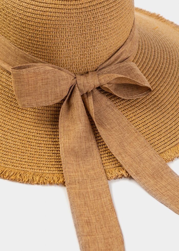 Brown "Naxos" Straw Hat w/ Brown Ribbon - Image 4