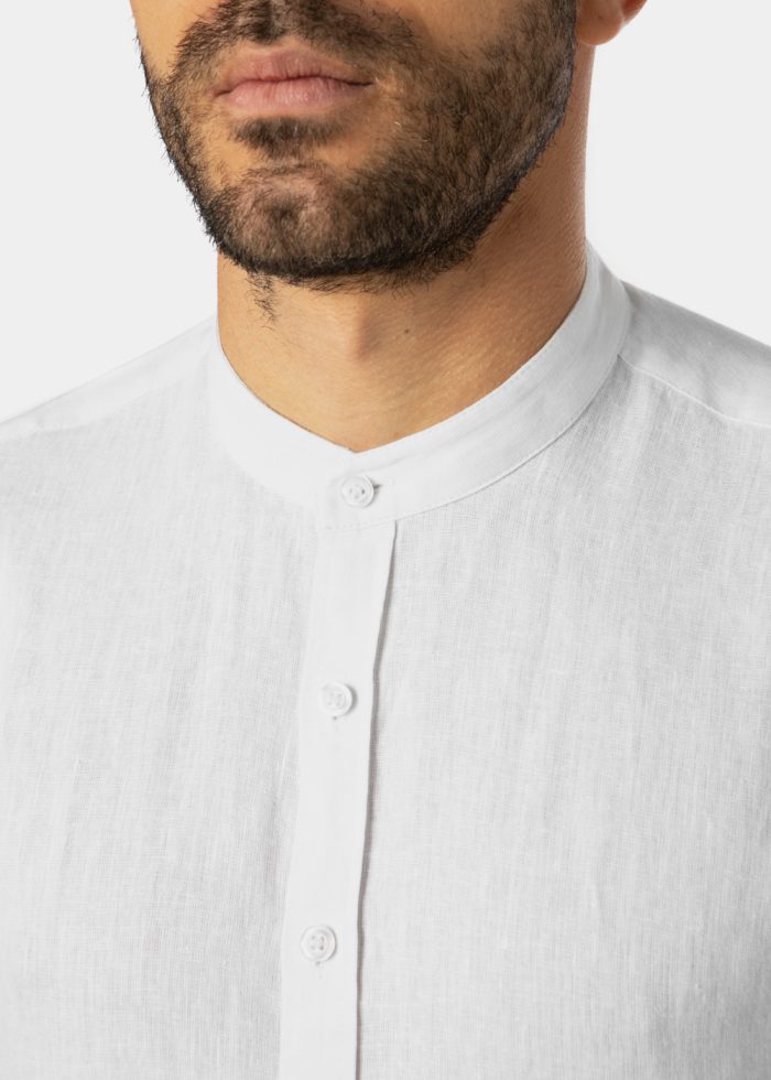 100% Linen White Mao Shirt - Image 5
