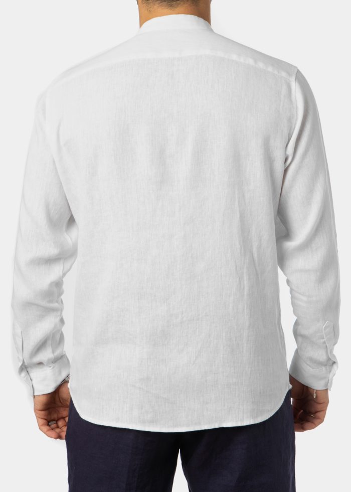 100% Linen White Mao Shirt - Image 4