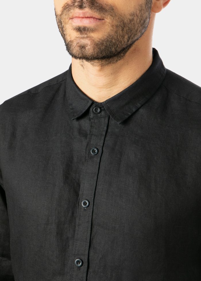 100% Linen Black Shirt - Image 5