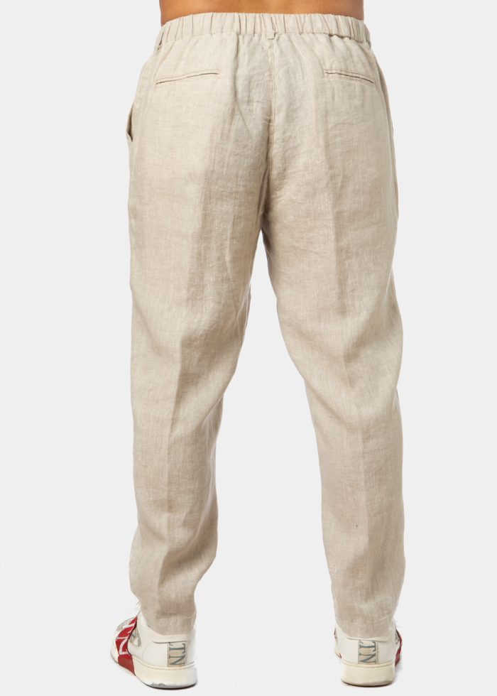 100% Linen Natural Beige Long Pants - Image 3