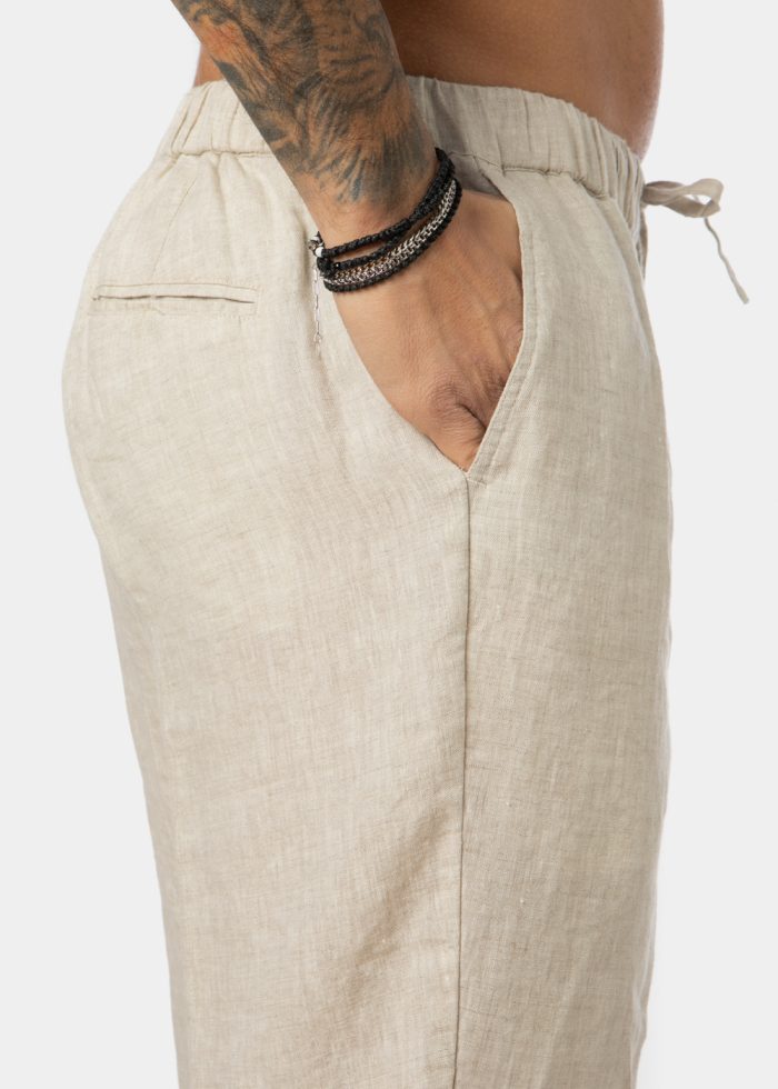 100% Linen Natural Beige Long Pants - Image 4