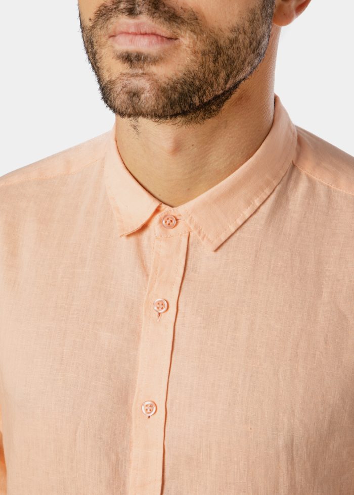 100% Linen Peach Shirt - Image 4