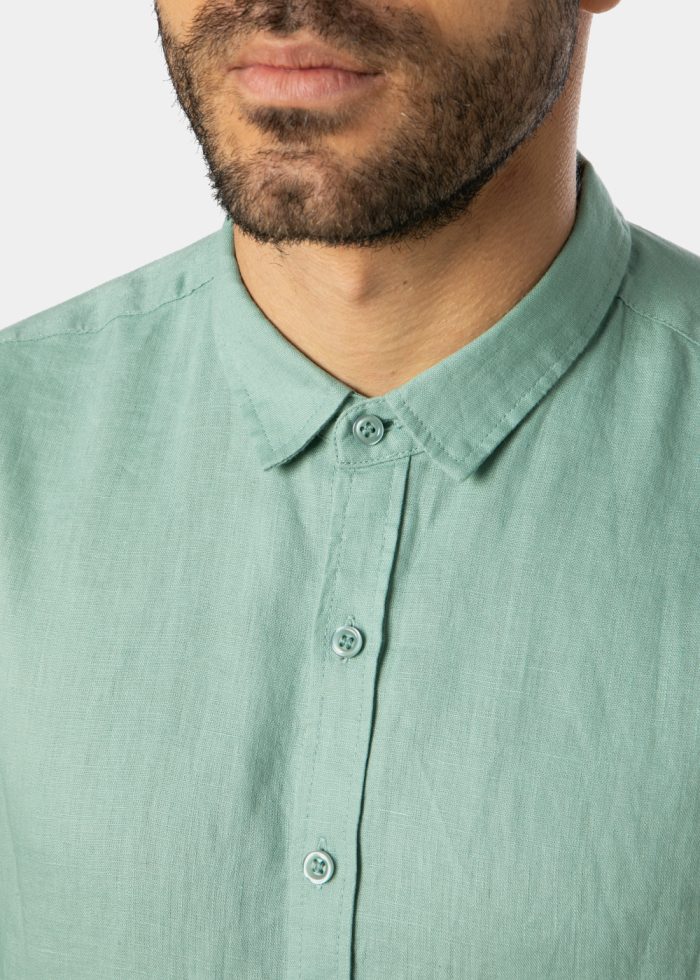 100% Linen Green Shirt - Image 4
