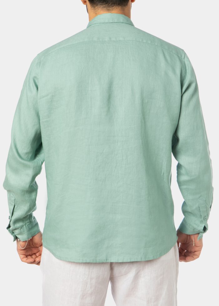 100% Linen Green Shirt - Image 3