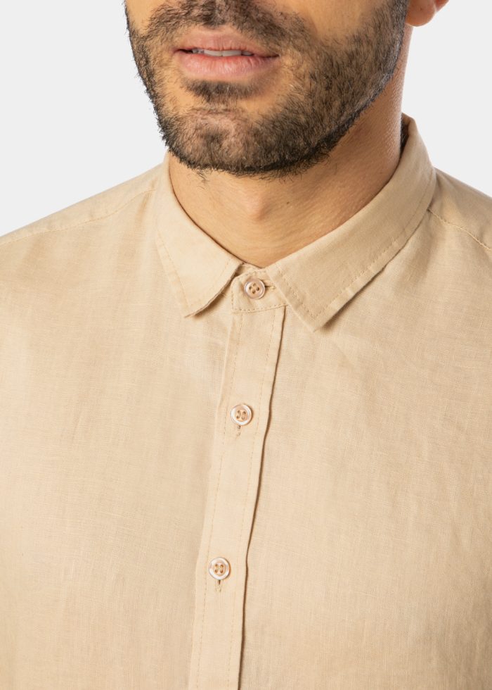 100% Linen Beige Shirt - Image 3
