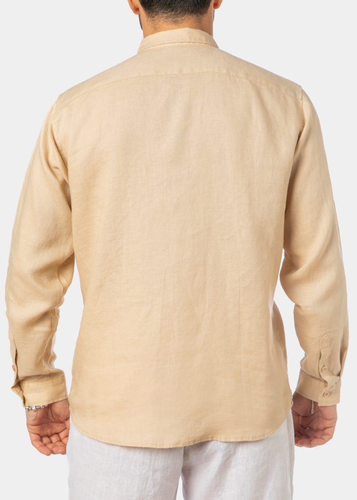 100% Linen Beige Shirt - Image 2