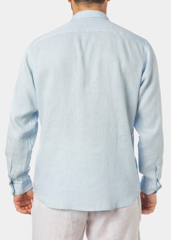100% Linen Light Blue Shirt - Image 2