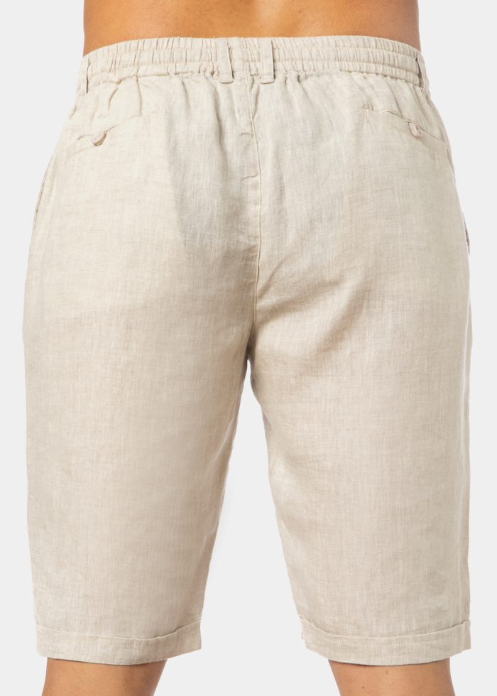 100% Linen Natural Beige Classic Shorts - Image 4