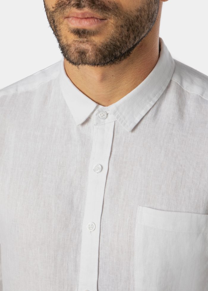 100% Linen White Classic Shirt - Image 3