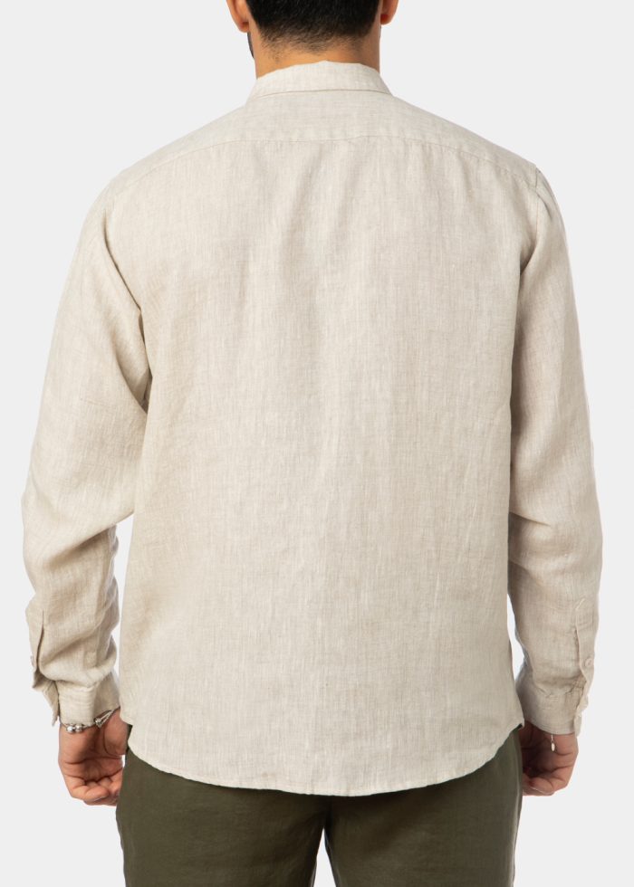 100% Linen Natural Beige Shirt - Image 2
