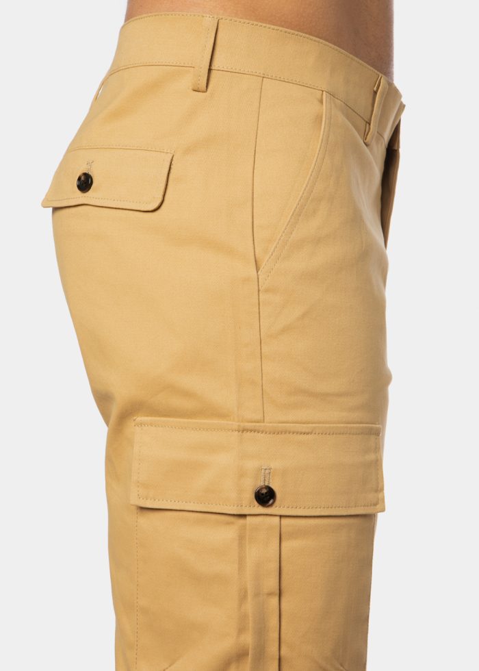 Beige Cotton Cargo Shorts - Image 2
