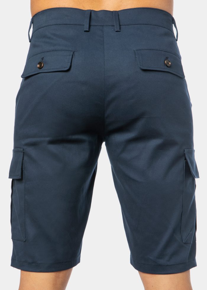 Navy Blue Cotton Cargo Shorts - Image 3