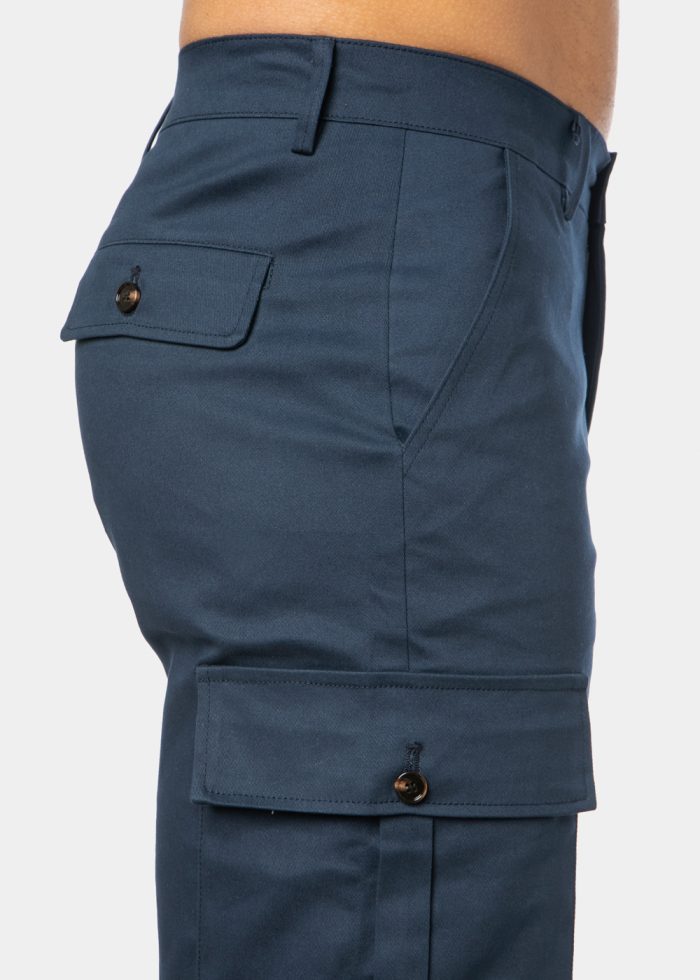 Navy Blue Cotton Cargo Shorts - Image 2