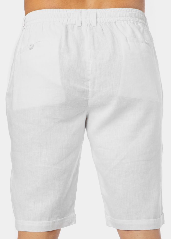 100% Linen White Classic Shorts - Image 2