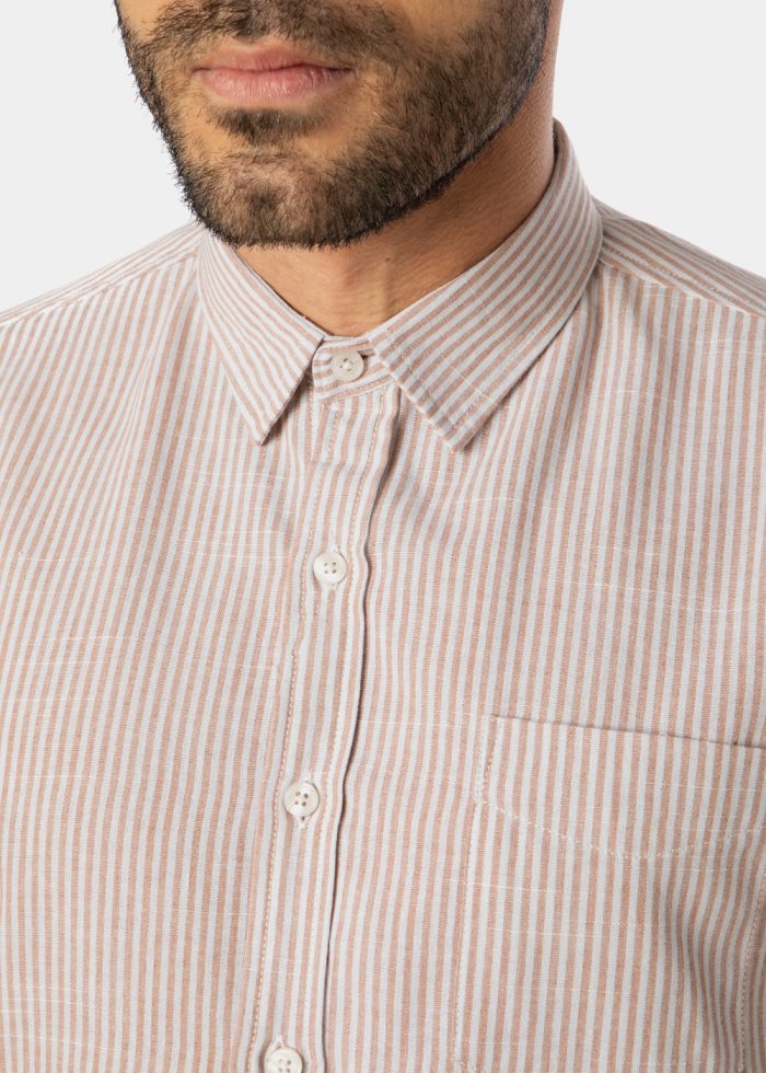 Brown Striped Classic Shirt - Image 3