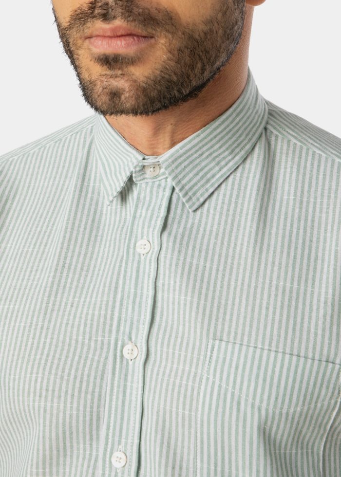 Green Striped Classic Shirt - Image 3