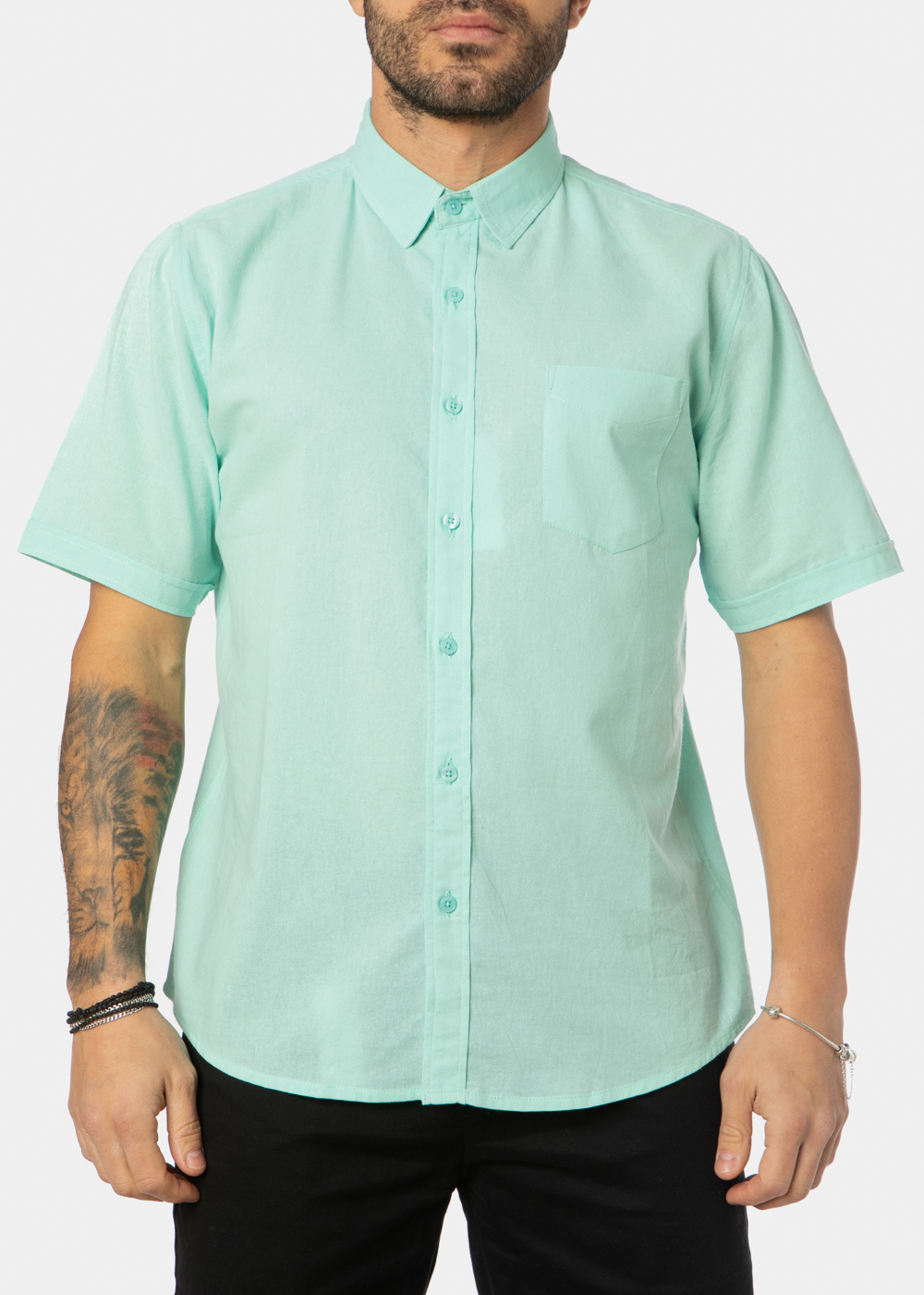 Turquoise Classic Shirt w/ Short Sleeves Turquoise Classic Shirt w/ Short Sleeves - Image 1