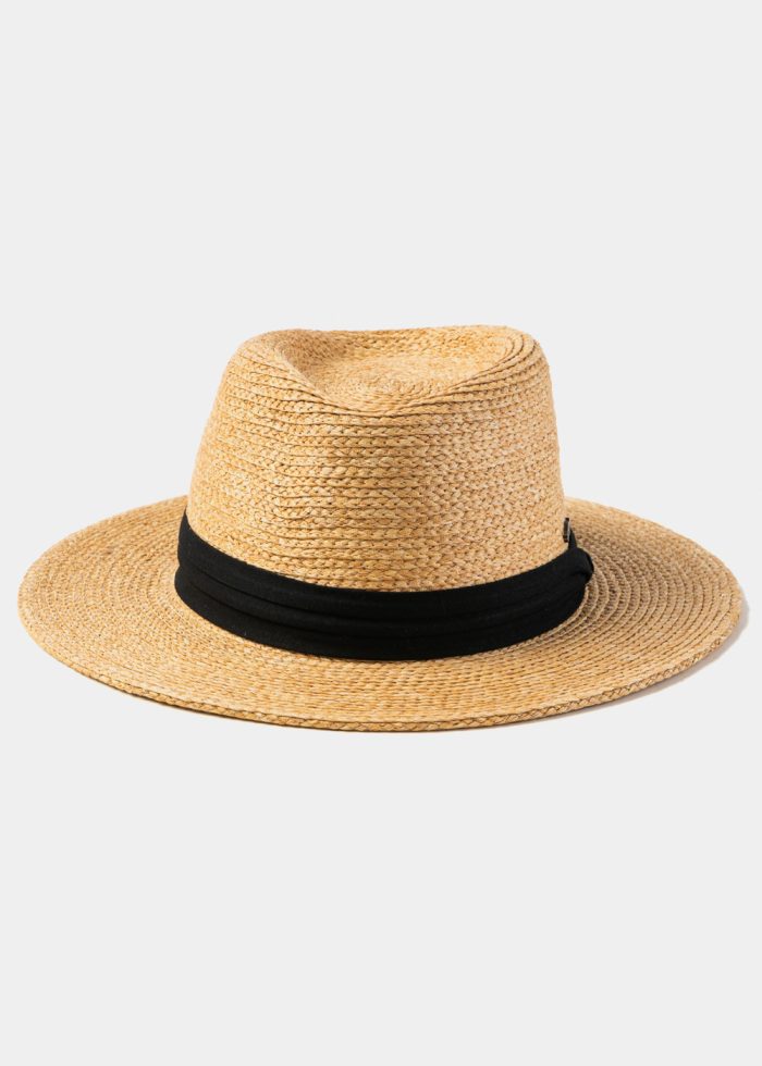 Natural Raffia Panama Style Hat w/ Black Hatband - Image 2