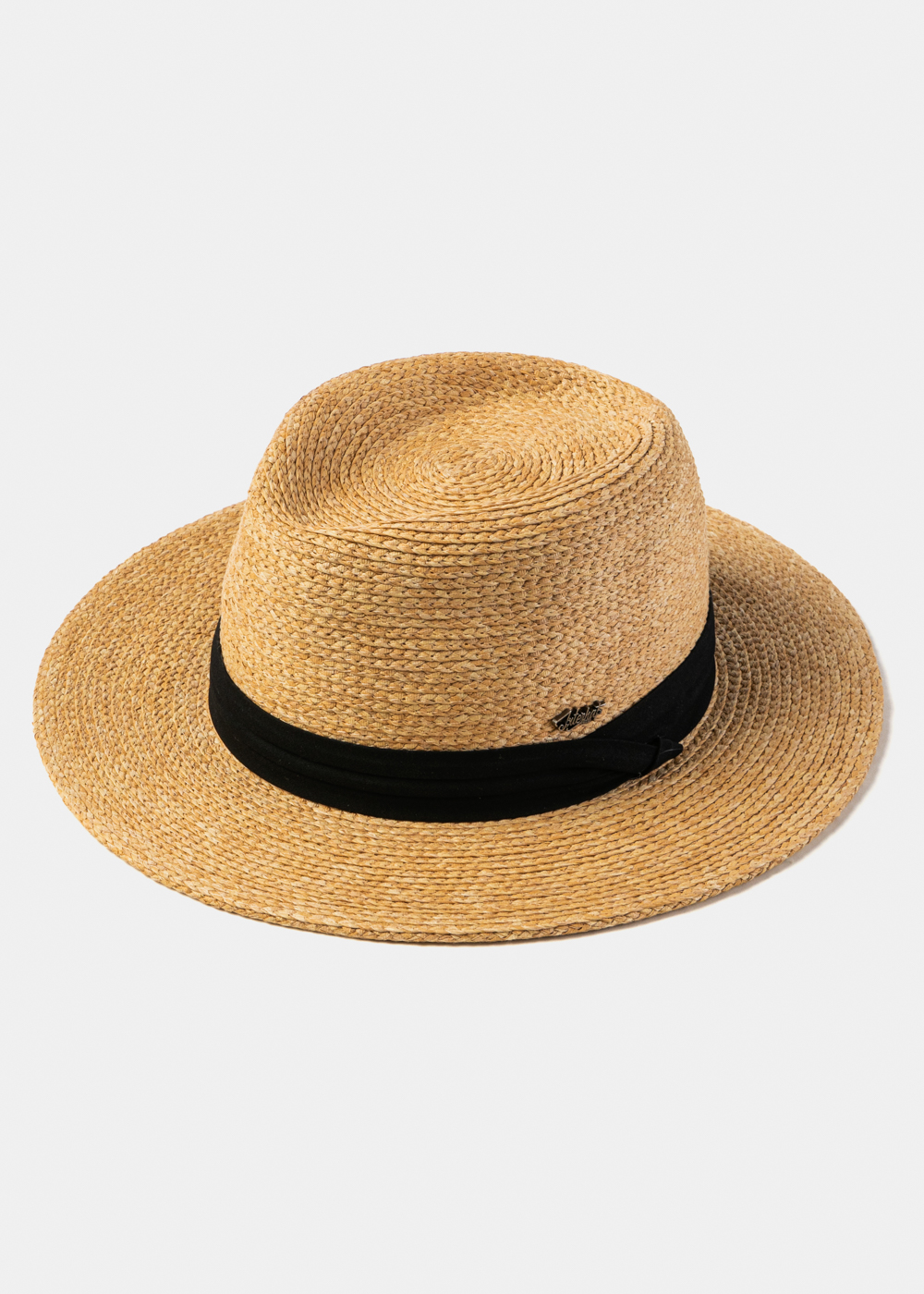 Natural Raffia Panama Style Hat w/ Black Hatband Natural Raffia Panama Style Hat w/ Black Hatband - Image 1