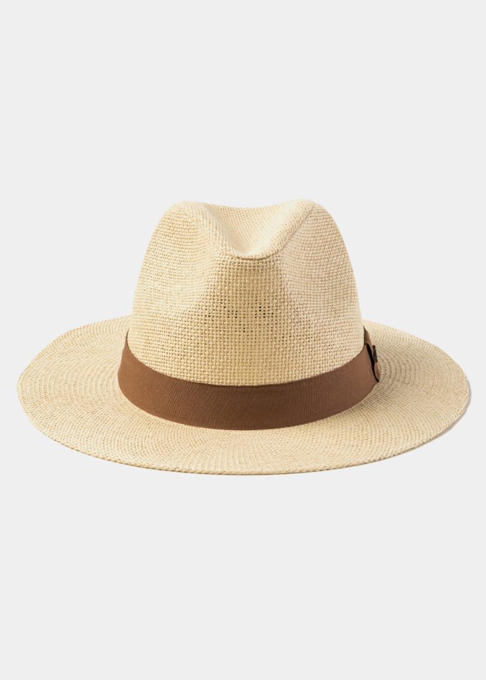 Beige Panama Style Hat w/ Brown Hatband - Image 2