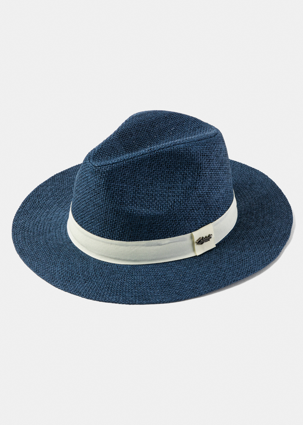 Blue Navy Panama Style Hat w/ Cream Hatband Blue Navy Panama Style Hat w/ Cream Hatband - Image 1