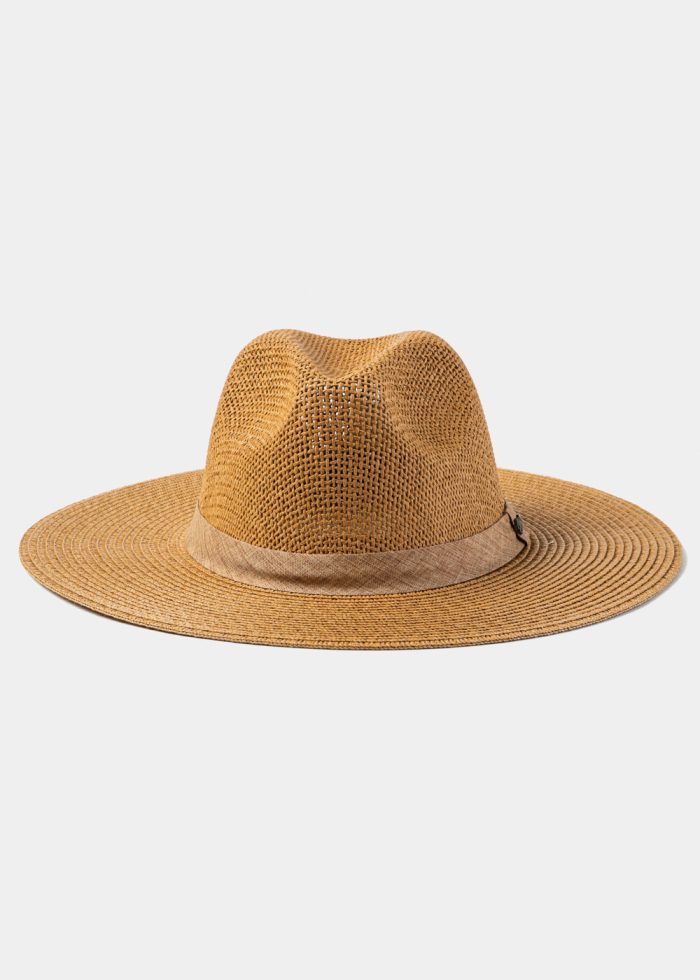 Brown Panama Style Hat w/ Hatband in Tone - Image 2