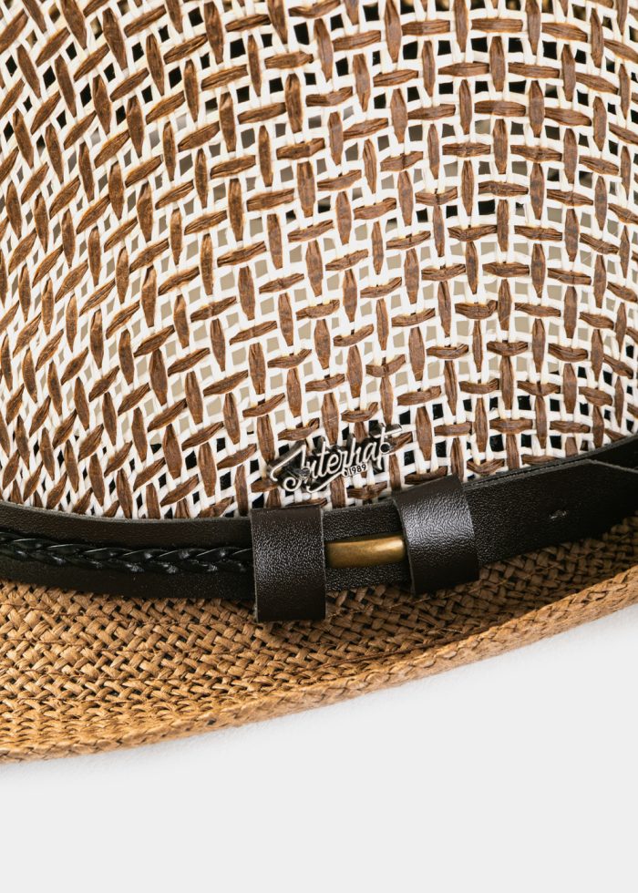 Brown Fedora Hat w/ Brown Leatherette Belt - Image 3